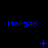 Blue text 'Morgan' repeated across a black background with changing pixel symbols below each instance.