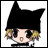 A pixelated anime-style character with large eyes and a tall black hat on the left, next to stylized text reading "Anime IM" above smaller text "com" on a black background.