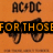 AC/DC-themed buddy icon with orange background, black-and-white guitar graphics, and changing text overlays across six