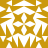 A static pixelated pattern featuring a symmetrical arrangement of white and gold shapes on a gold background.