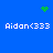 Blue background with four instances of white text 'Aidon<333' arranged in a , each accompanied by a green pixelated symbol above or below