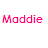 Pixelated pink text on white background reads 'Maddie LOVES PINK' with each word in separate positions.