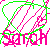 Pixelated green and pink text 'STOCH' with overlapping diagonal lines on white background, two distinct visual states showing color swaps between frames.