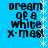 Blue background with black text reading 'dream of a white x-mas!' and vertical white star pattern on left side.