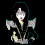 Animated sequence of a stylized character with pale skin, dark hair, and gothic attire performing various poses against black background.