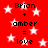 Red background with white stars and black text reading 'Brian + amber = love' repeated twice in a