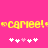 Yellow pixelated text 'camee!' flanked by pink and yellow symbols on a bright pink background with white and light pink heart shapes below.