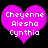 Two identical pink heart-shaped icons with white text reading Cheyenne Alesha Cynthia on a black background.
