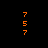 Orange pixelated numbers 7, 5, and 7 arranged vertically on black background with white rectangular overlays in different positions.