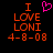 Pixelated orange text on black background with pink heart symbol above 'I' in left ; identical right lacks the heart