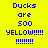 Blue pixelated text on bright yellow background reads 'Ducks are 500 YELLOW!!!!!' with six exclamation marks below, repeated twice in a