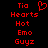 Red pixelated text and a heart symbol on a black background, with two identical side-by-side layouts.