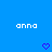 Blue background with repeated white text 'anna' and purple pixelated heart and arrow symbols in a