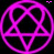 A contact sheet of 10 animated frames showing a pink neon-style geometric pattern with heart and triangle motifs on black background, featuring small pixelated hearts in various positions across the grid.