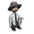 Animated sequence of a cartoon character in a gray hat with red band, white jacket, dark pants, and brown shoes making sequential hand gestures.