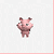 Pixelated pink piglet with small ears and dark eyes stands against light background, shifting poses across frames.