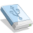 Pixelated icon of a light blue USB drive with a silver anchor symbol on its surface, resting on a gray background with a subtle shadow.