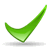 Green checkmark icon with gradient shading, positioned above a white rectangular base on a gray background.