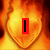 Animated sequence showing text forming "I Love Bobby With All My Heart" over a heart-shaped background with orange and yellow flames.