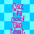 Pixelated pink text 'Csz I'm cool like that.' repeats vertically on a blue checkered background with diamond-shaped patterns.