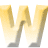 A 48x48 pixel animated buddy icon featuring a large yellow 'W' with gray shadow on the left and scattered white alphanumeric characters on the right, displayed as two sequential frames in a contact sheet layout.