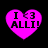Four identical pink heart-shaped icons with black text "I <3 ALL!" on a black background, arranged in a