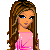Pixel art contact sheet showing a female character's body parts and text with pink stars on black background.