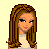 Pixel art of a female character with long brown hair, wearing a white tank top and blue jeans tied at the waist with red fabric.