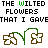 Pixelated floral icon with brown flowers and green stems, paired with text about wilted flowers and bouquets in a