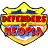 A contact sheet of 15 animated frames showing a shield-shaped logo with 'DEFENDERS OF NEOPIA' text in red and yellow, displayed across various sizes and orientations on a white background.