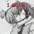 Black-and-white anime-style character with short hair in a hooded garment, shown across with red text overlays