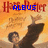 Harry Potter book cover with a character raising arms, overlaid with blue text labels 'ALBUS', 'LILY', and 'AND JAMES' across different sections.