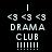 Four pixelated display 'DRAMA CLUB' text with '<3 <3 <3' symbols above and exclamation marks below, each featuring a green highlight bar over different text elements