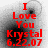 Red text reading "I Love You Krystal 6.22.07" on a grayscale background with a circular dark spot that shifts position across frames.