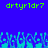 Blue background with green text 'drtyrldr?' at top and pixelated cyan shapes at bottom.