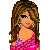 Pixel art contact sheet showing three frames of an animated icon featuring a female character in pink and black attire with visible text "Model For Sure" below each frame.