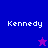 Four display the name 'Kennedy' in white pixelated text on blue and purple backgrounds with a star symbol changing color between two states