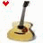 Two identical acoustic guitars with red and purple pixel hearts above them on a white background.