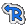 25 distinct icons featuring a stylized 'R' with an arrow, each in different solid colors on a gray background