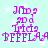 Pixelated purple text on light cyan background with white stars; four identical ; text reads 'Jmog', 'gdd', 'Imda', 'BFFLAA' in stacked order; no visible animation changes across observations