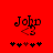 Red background with pixelated 'Jopp' text above a red and black diamond shape, flanked by five black and red asterisks below.