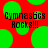 Red background with green circles and black pixelated text reading "Cymnas6cs Rocks!!!" in two identical sections.