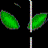 Animated sequence of green and red leaf-like shapes transitioning into a text phrase on black background.