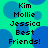 Pixelated text on a teal background with blue circular shapes, displaying names and 'Best Friends!' in a repeated pattern.