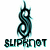 Pixelated icon featuring a stylized knot symbol above the text "SLIPKNOT" in blocky letters, rendered in teal and black on white background.