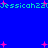Blue background with repeating green text 'JessicaH22' and scattered pink star shapes.