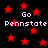 Black background with red stars and repeated 'Go Pennstate' text in light purple pixelated font.