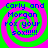 Four identical display blue text on a green and pink spiral background with no visible animation changes