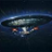 Static pixelated image of a dark-colored starship with glowing engines against a blue gradient background, appearing to be from the Star Trek franchise.