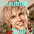 Pixelated static image of a person with light brown hair and visible facial features, overlaid with cyan text reading "Beautiful" at the top and partial text at the bottom.